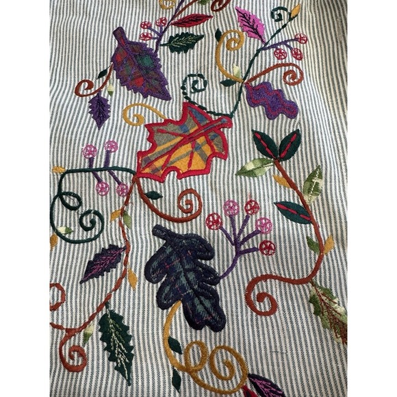 Vintage Victoria Jones Striped Fall Embroidered Button Down Blouse Top Size 22W - Picture 3 of 8